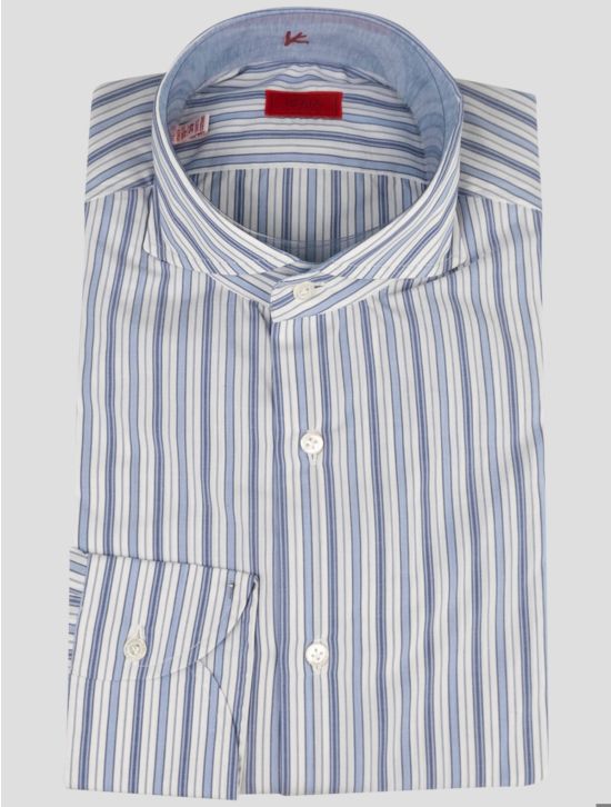 Isaia Isaia Light Blue White Cotton Shirt Light Blue / White 000