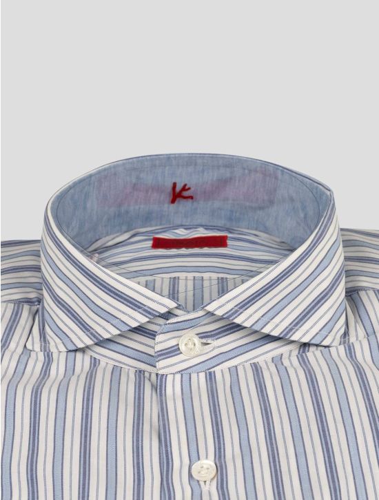 Isaia Isaia Light Blue White Cotton Shirt Light Blue / White 001