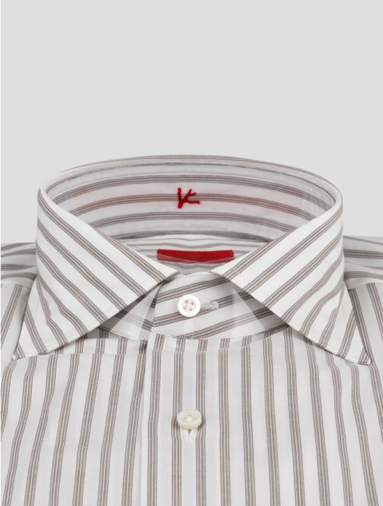 Isaia Isaia Gray White Cotton Shirt Gray / White 001