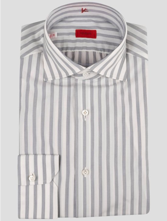 Isaia Isaia Gray White Cotton Shirt Gray / White 000