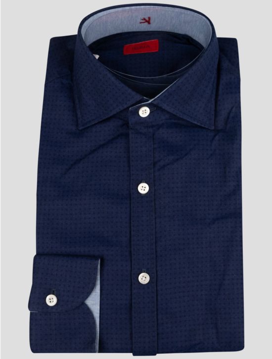 Isaia Isaia Blue Black Cotton Shirt Blue / Black 000