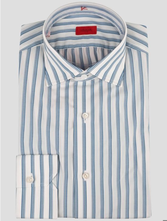 Isaia Isaia Light Blue White Cotton Shirt Light Blue / White 000