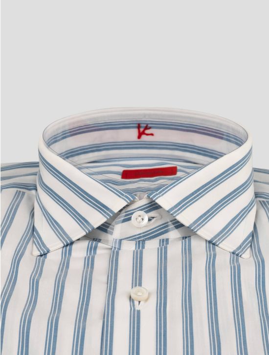 Isaia Isaia Light Blue White Cotton Shirt Light Blue / White 001