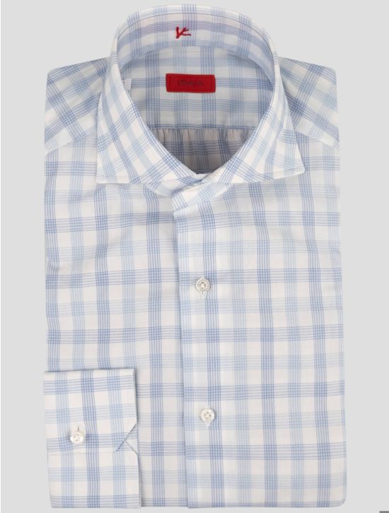 Isaia Isaia Light Blue White Cotton Shirt Light Blue / White 000