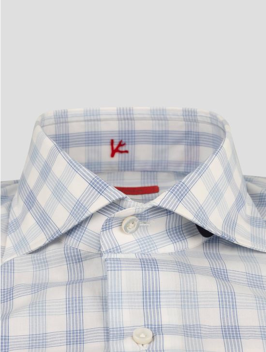 Isaia Isaia Light Blue White Cotton Shirt Light Blue / White 001