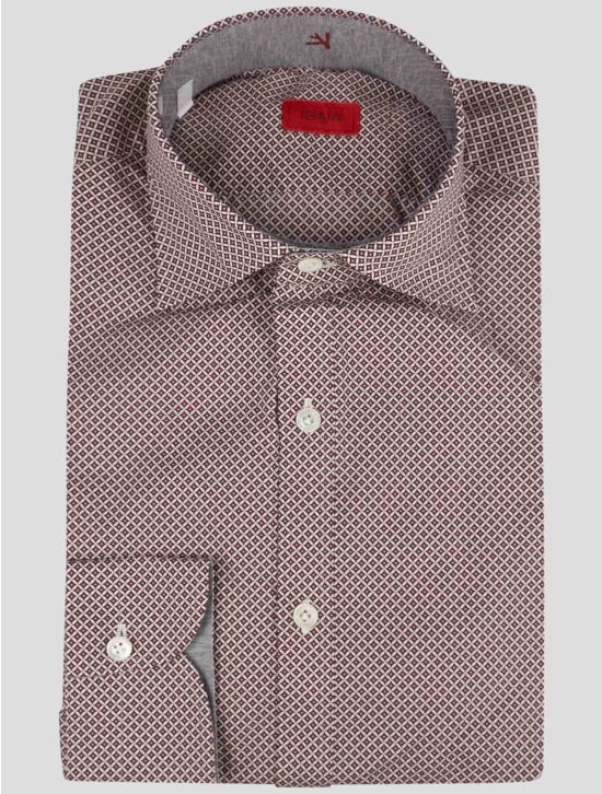 Isaia Isaia Burgundy White Cotton  Shirt Burgundy / White 000