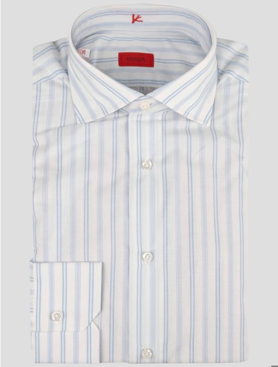 Isaia Isaia Light Blue White Cotton Shirt Light Blue / White 000