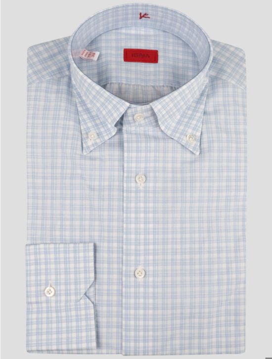 Isaia Isaia Light Blue White Cotton Button down Shirt Light Blue / White 000