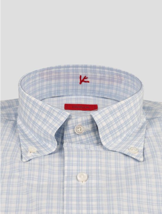 Isaia Isaia Light Blue White Cotton Button down Shirt Light Blue / White 001