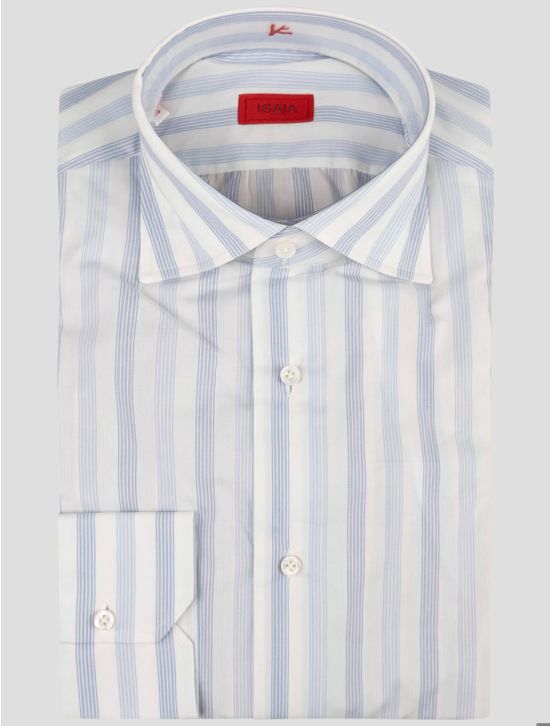 Isaia Isaia Light Blue White Cotton Button down Shirt Light Blue / White 000