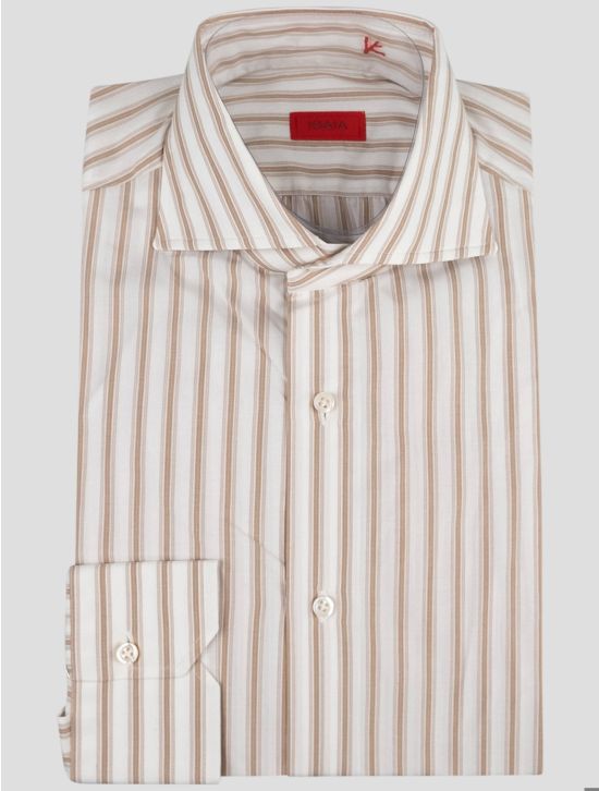 Isaia Isaia Beige Brown Cotton Shirt Beige / Brown 000