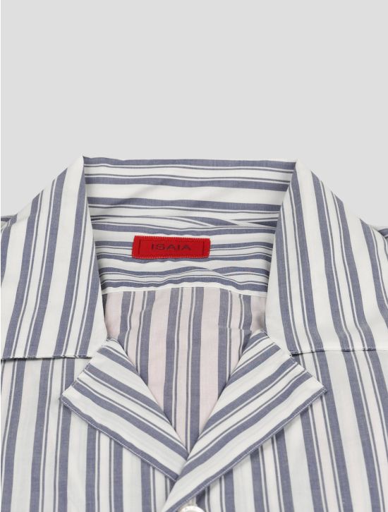 Isaia Isaia Blue White Cotton Shirt Blue / White 001