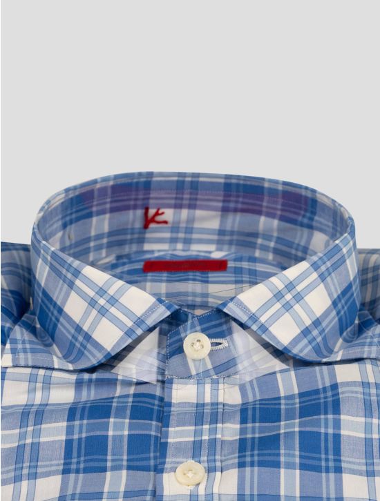 Isaia Isaia Blue White Cotton Shirt Blue / White 001