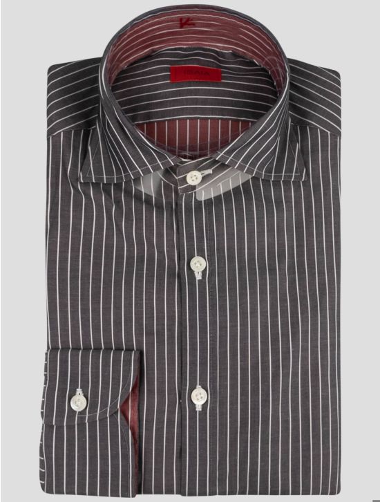 Isaia Isaia Gray White Cotton Shirt Gray / White 000