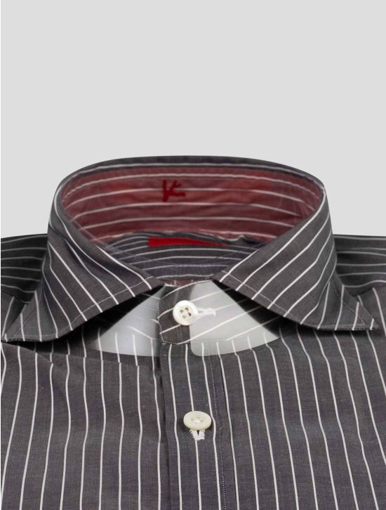 Isaia Isaia Gray White Cotton Shirt Gray / White 001