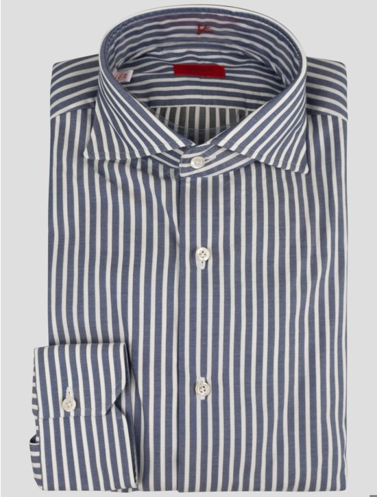 Isaia Isaia Blue White Cotton Shirt Blue / White 000