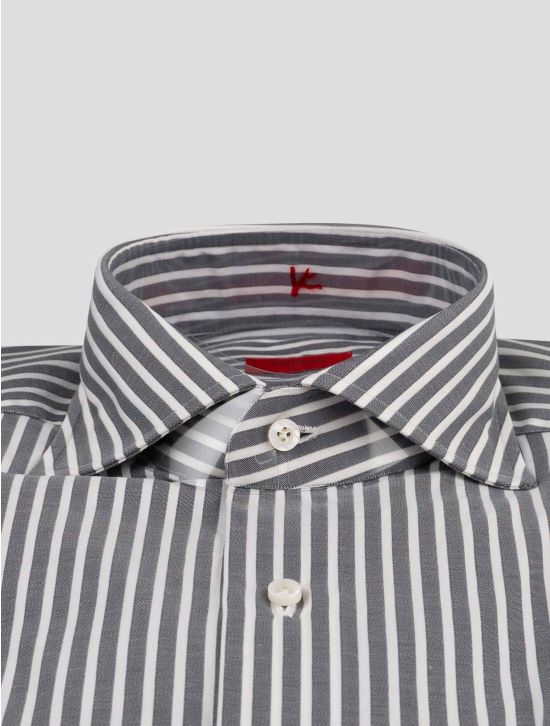 Isaia Isaia Gray White Cotton Shirt Gray / White 001