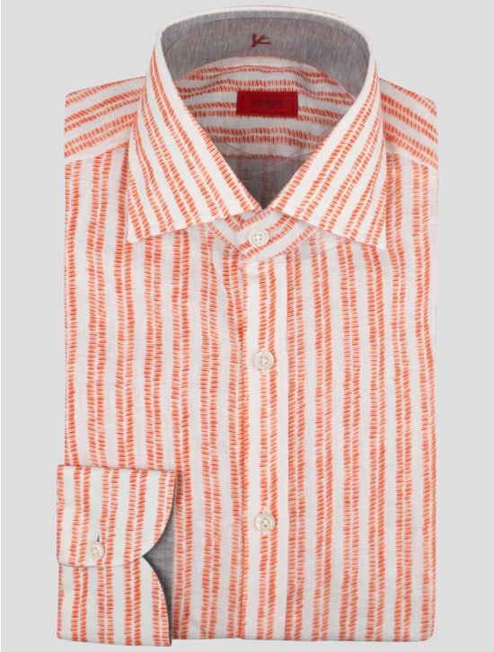 Isaia Isaia Orange White Linen Shirt Orange / White 000