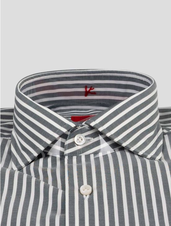 Isaia Isaia Gray White Cotton Shirt GrAY / White 001