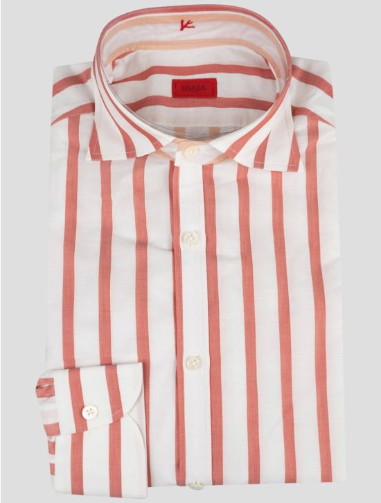 Isaia Isaia Red White Cotton Shirt Red / White 000