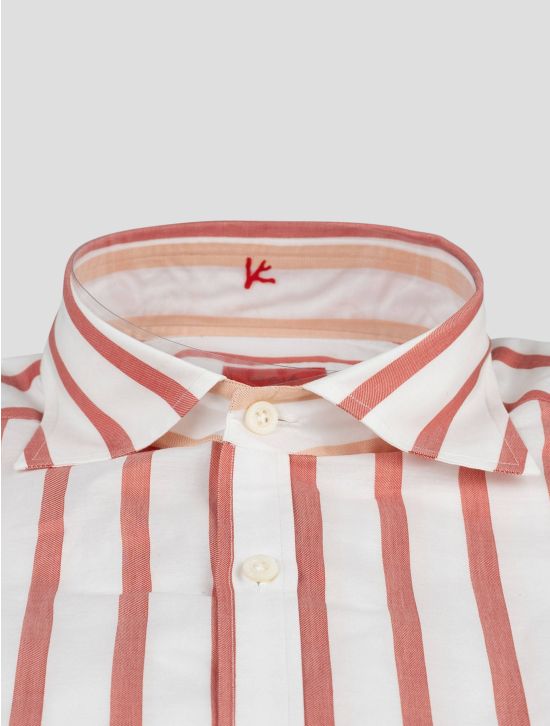 Isaia Isaia Red White Cotton Shirt Red / White 001