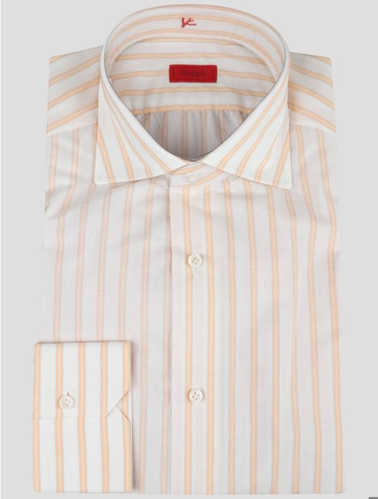 Isaia Isaia Orange White Cotton Shirt Orange / White 000