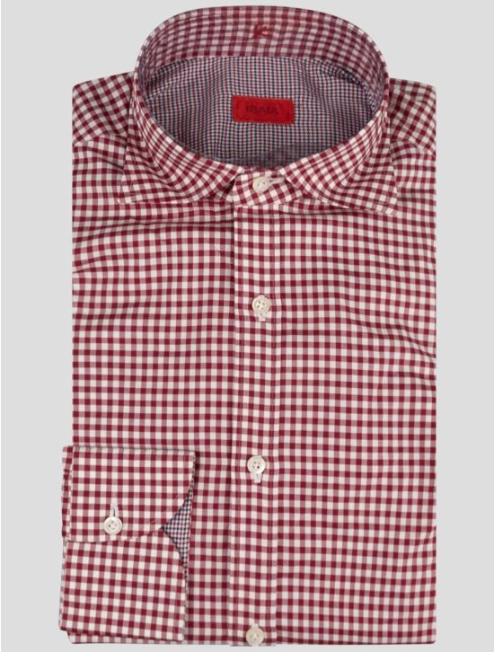 Isaia Isaia Red White Cotton Shirt Red / White 000