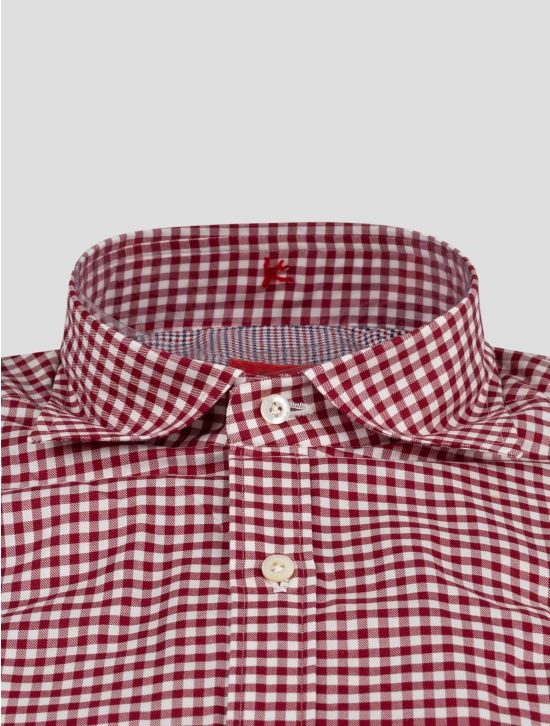 Isaia Isaia Red White Cotton Shirt Red / White 001