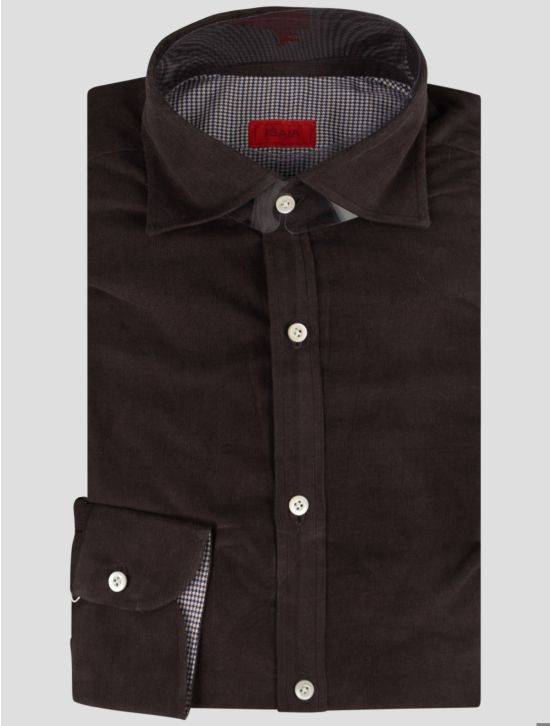 Isaia Isaia Dark Brown Cotton Shirt Dark Brown 000