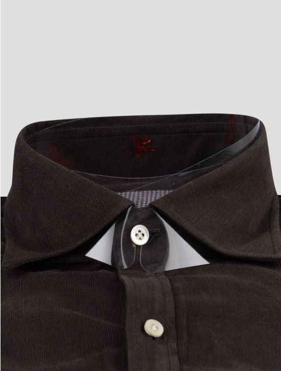 Isaia Isaia Dark Brown Cotton Shirt Dark Brown 001