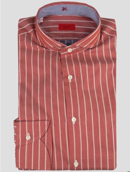 Isaia Isaia Red White Cotton Shirt Red / White 000