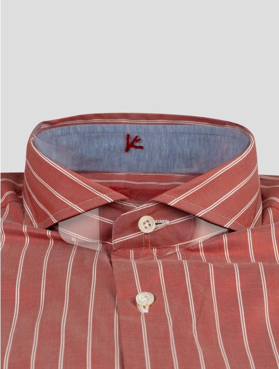 Isaia Isaia Red White Cotton Shirt Red / White 001