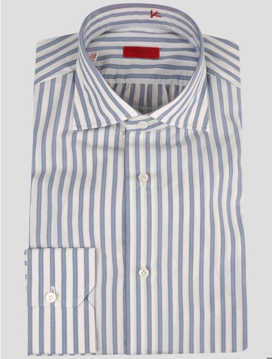 Isaia Isaia Light Blue White Cotton Shirt Light Blue / White 000