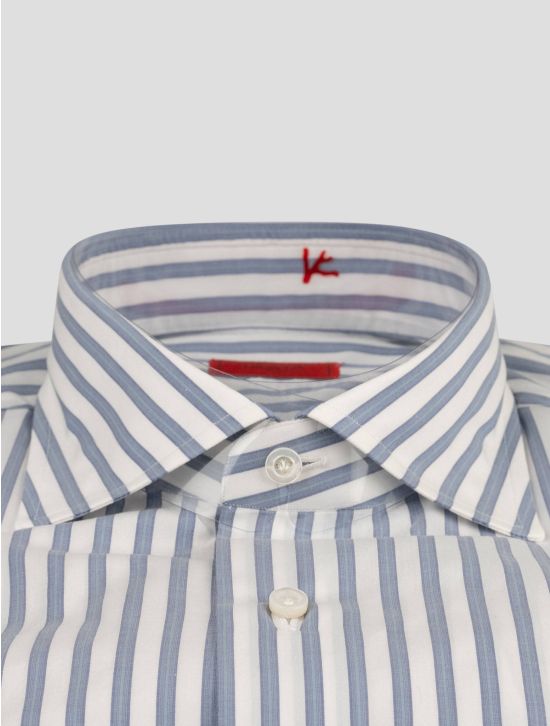 Isaia Isaia Light Blue White Cotton Shirt Light Blue / White 001