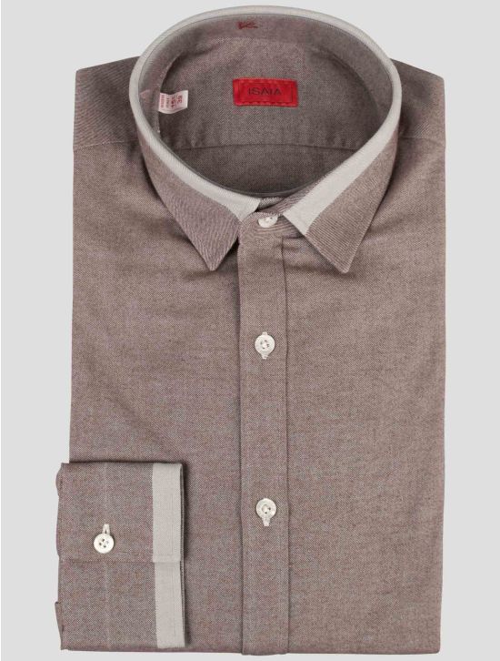 Isaia Isaia Brown Cotton Shirt Brown 000