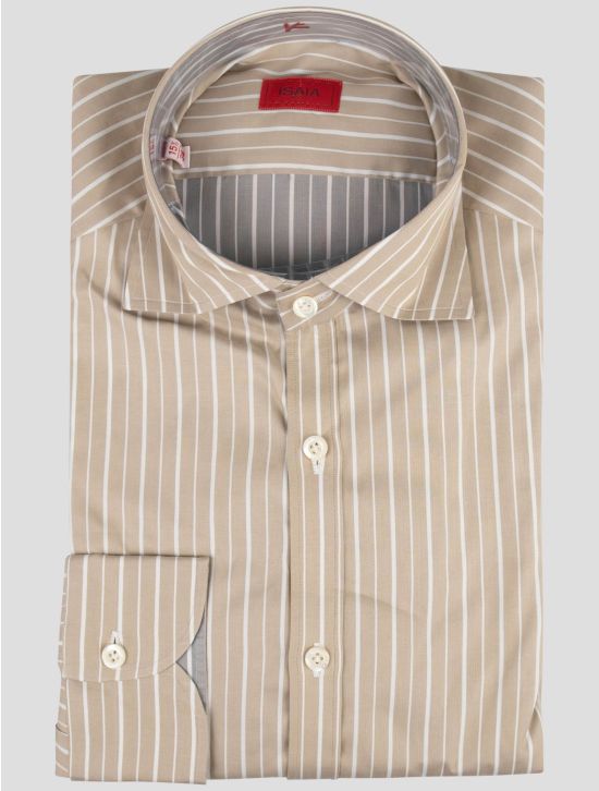 Isaia Isaia Beige White Cotton Shirt Beige / White 000