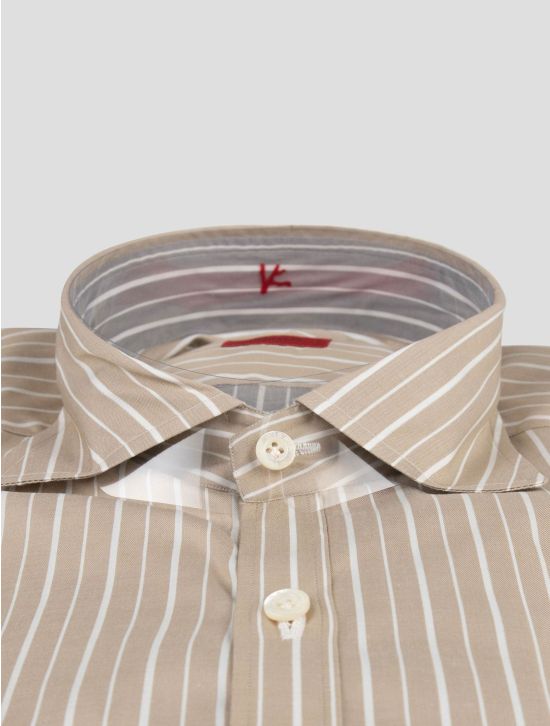 Isaia Isaia Beige White Cotton Shirt Beige / White 001