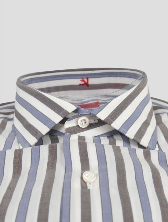 Isaia Isaia Blue White Cotton Shirt Blue / White 001