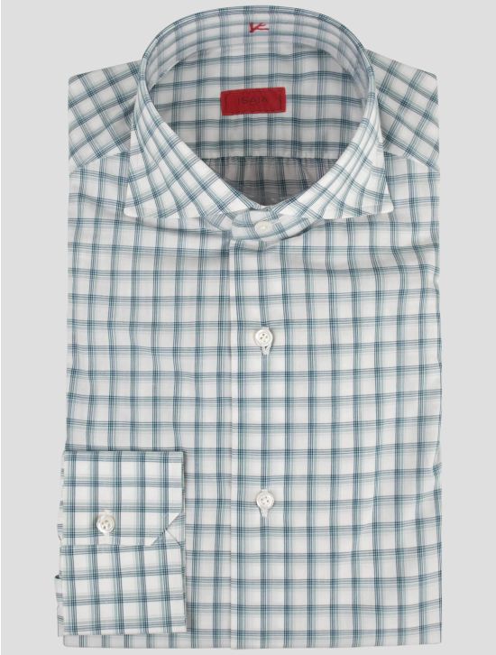 Isaia Isaia Green White Cotton Shirt Green / White 000