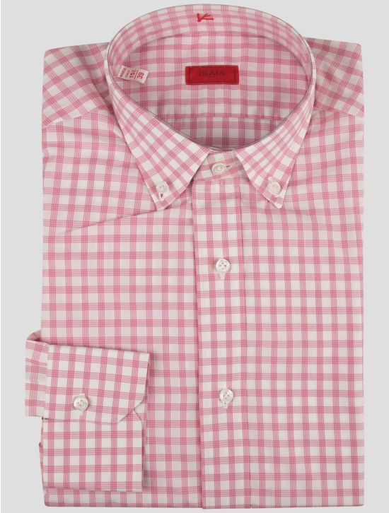 Isaia Isaia Pink White Cotton Shirt Pink / WHite 000