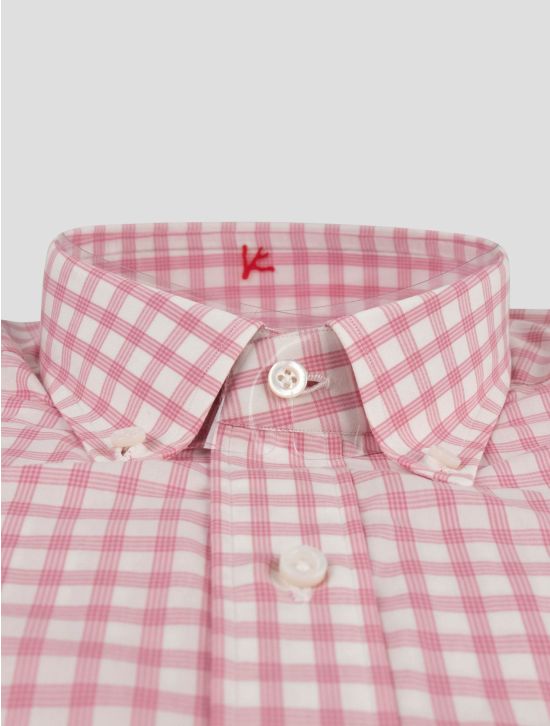 Isaia Isaia Pink White Cotton Shirt Pink / WHite 001