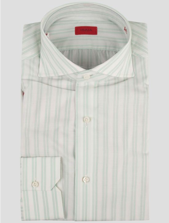 Isaia Isaia Green White Linen Cotton Shirt Green / White 000