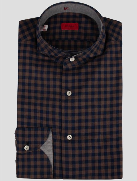 Isaia Isaia Brown Black Cotton Shirt Brown / Black 000