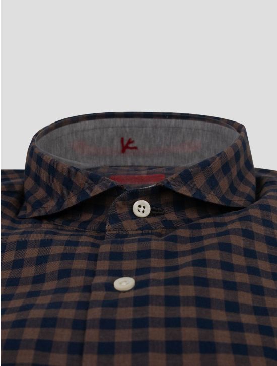 Isaia Isaia Brown Black Cotton Shirt Brown / Black 001