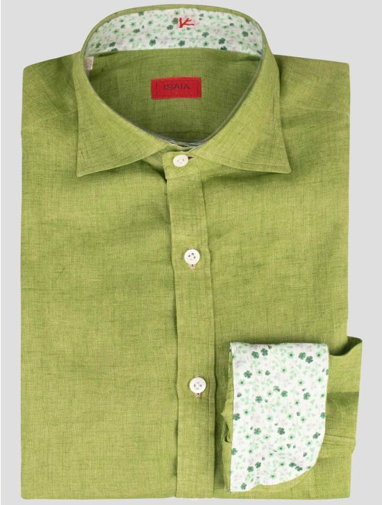 Isaia Isaia Green Linen Shirt Green 000