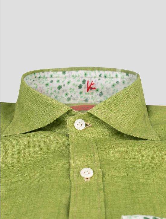 Isaia Isaia Green Linen Shirt Green 001