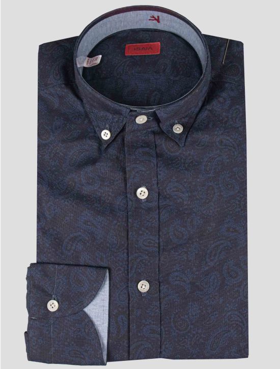 Isaia Isaia Blue Cotton Shirt Blue 000