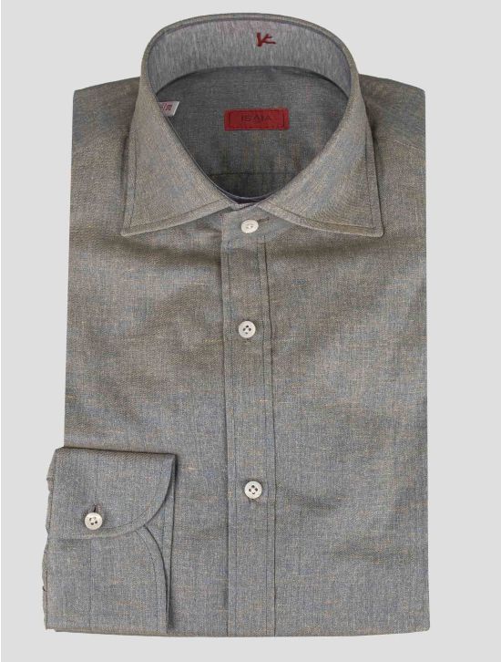 Isaia Isaia Gray Yellow Linen Cotton Shirt Gray / Yellow 000