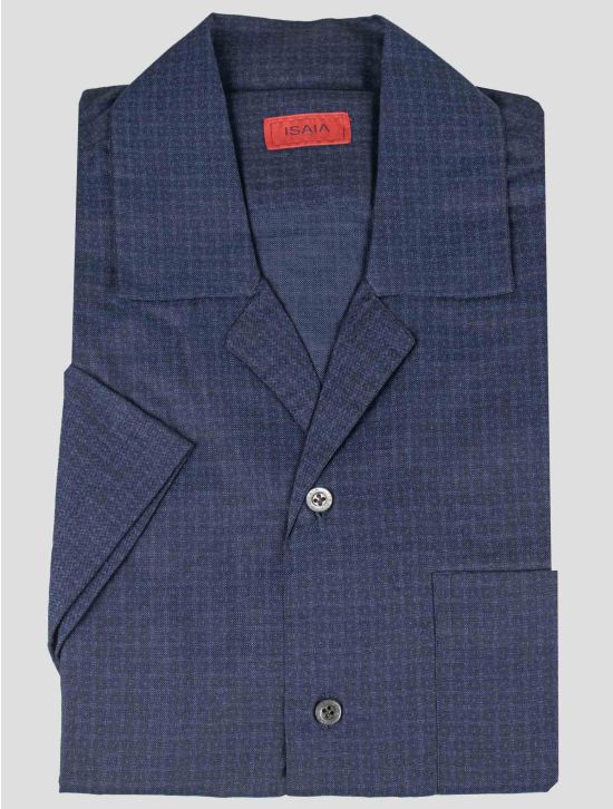 Isaia Isaia Blue Cotton Short Sleeve Shirt Blue 000