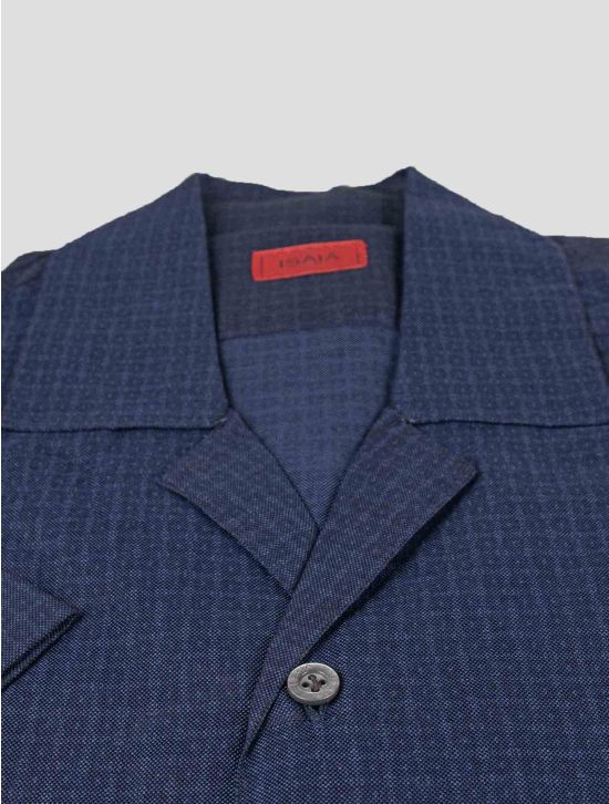 Isaia Isaia Blue Cotton Short Sleeve Shirt Blue 001